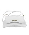 Balenciaga Xx Flap Crocodile Embossed Leather Shoulder Bag In White