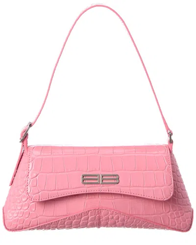 Balenciaga Xx Small Croc-embossed Leather Flap Bag In Black