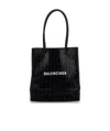 Balenciaga Xxs Shopping Embossed Emblem Handbag In Black