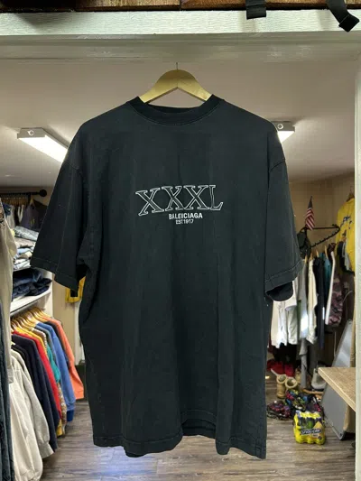 Pre-owned Balenciaga Xxxl Embroidered T-shirt In Black Ash
