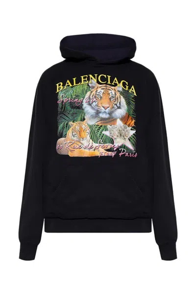Pre-owned Balenciaga Year Of The Tiger Logo Hoodie In Black