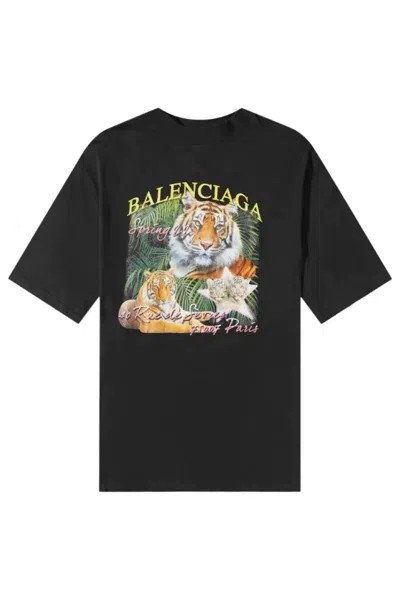 Pre-owned Balenciaga Year Of The Tiger Logo T-shirt In Black