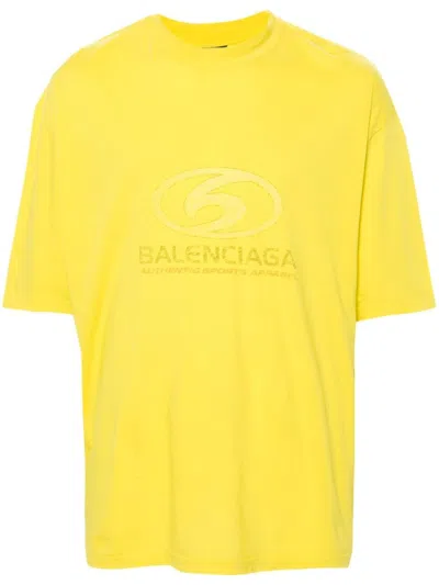 Balenciaga Yellow And White Surfer Inspired T-shirt For Men In Yellowhite