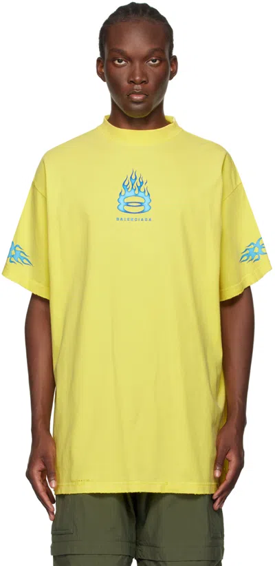 Balenciaga Yellow Burning Unity T-shirt In 7411 Maize