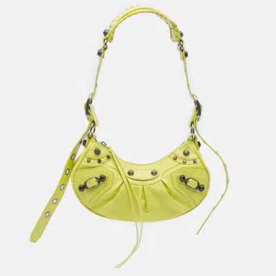 Pre-owned Balenciaga Yellow Lambskin Motocross Le Cagole Xs
