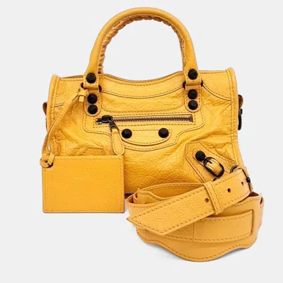 Pre-owned Balenciaga Yellow Leather Mini Motor Bag