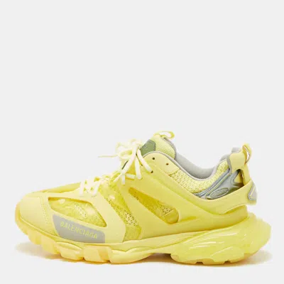 Pre-owned Balenciaga Yellow Mesh And Pvc Track Clear Sole Sneakers Size 42