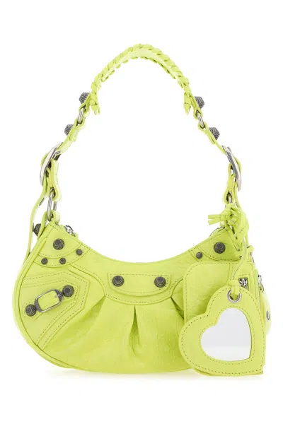 BALENCIAGA YELLOW NAPPA LEATHER LE CAGOLE XS SHOULDER BAG