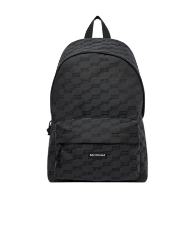 Balenciaga Zaino Signature Medium In Tela Jacquard Bb Monogram   Da Uomo In Nero