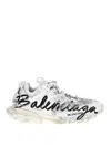 Balenciaga White Track Signature Sneakers In White
