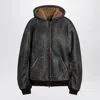 Balenciaga Montone Con Cappuccio E Zip In Shearling Marrone Donna In Brown