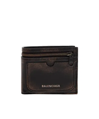 Balenciaga Zip Logo Wallet In Black