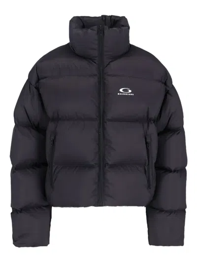 Balenciaga Quilted Jacket With High Collar And Pockets In Black