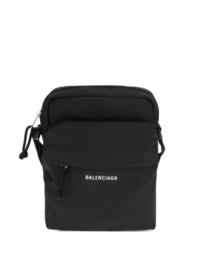 Balenciaga Explorer Messenger Bag Front Pocket Strap In Black