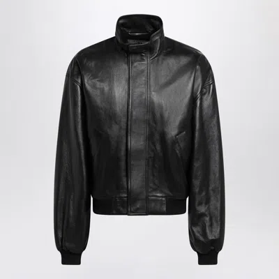 Balenciaga Black Leather Zip-up Bomber Jacket Men