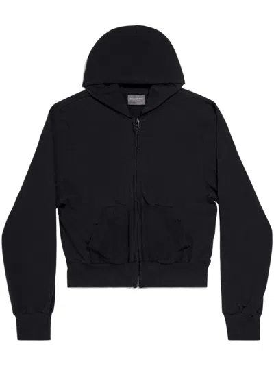 Balenciaga Kapuzenjacke Mit Kristallverziertem Logo In Black