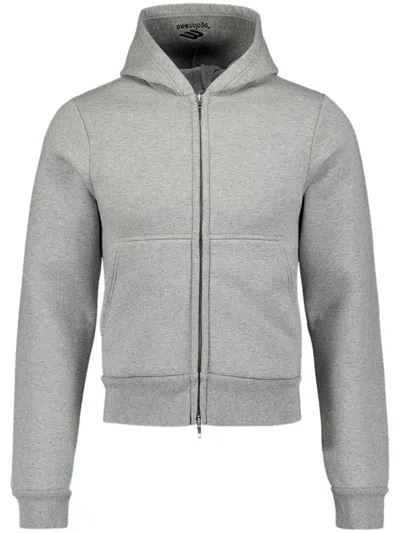 Balenciaga Slim-fit Cotton-blend Jersey Zip-up Hoodie In Gray
