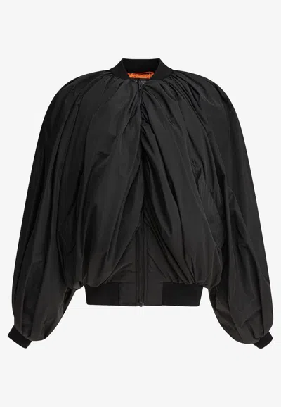 BALENCIAGA ZIP-UP DRAPED BOMBER JACKET