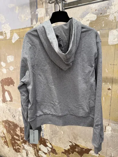Balenciaga Zip-up Hooded Sweatshirt In Gray