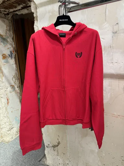 Balenciaga Zip-up Hoodie In Red