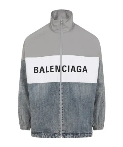 Balenciaga Zip-up Cotton And Polyester Jacket In Blue