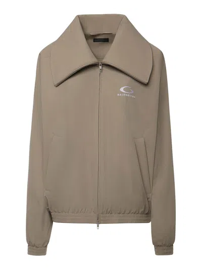 Balenciaga Zip-up Jacket With Logo In Brown