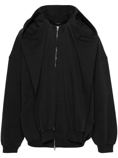 Balenciaga Zip-up Layered Hoodie In Blue