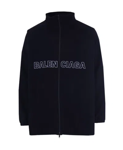 Balenciaga Zip-up Logo Jacket In Blue