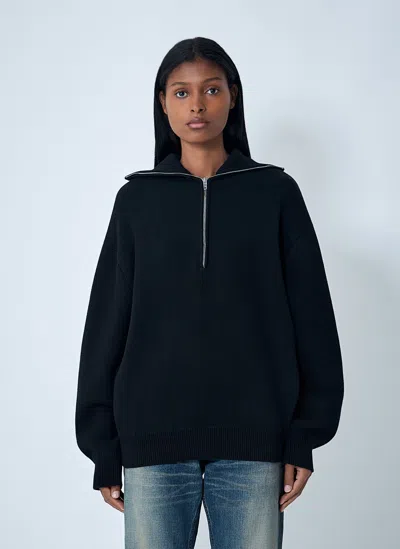 Balenciaga Zip-up Sweater In Black