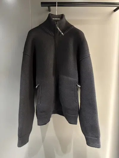 Balenciaga Zip-up Sweater In Gray