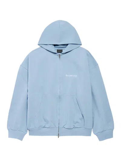 Balenciaga Zip-up Sweatshirt In Blue