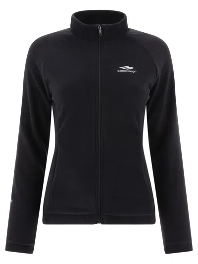Balenciaga Zip-up Sweatshirt With Logo Sweatshirts In Black