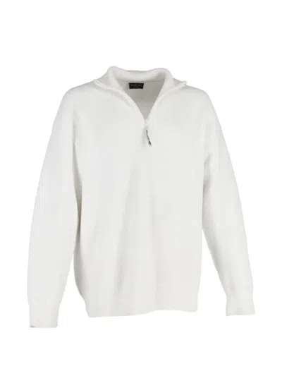 Pre-owned Balenciaga Zip Wool Sweater In White