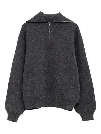 Balenciaga Zip-collar Sweatshirt In Gray