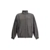Balenciaga Zipped Jacket With Brown And Blue Checked Motif In Gray