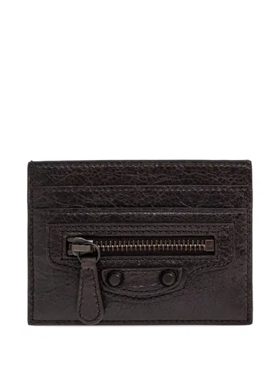 Balenciaga Zipped Leather Cardholder In Brown