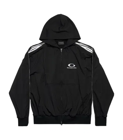 Balenciaga Zipped Zip-up Hoodie In Black