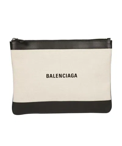 Balenciaga Zipper Logo Printing Handbag In White