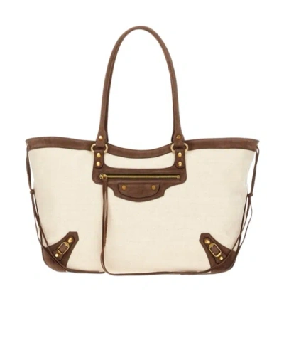 Balenciaga Zippered Handbag In Beige