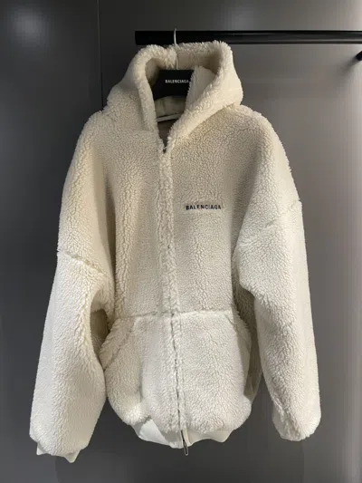 Balenciaga Zippered Hooded Casual Jacket In Nude