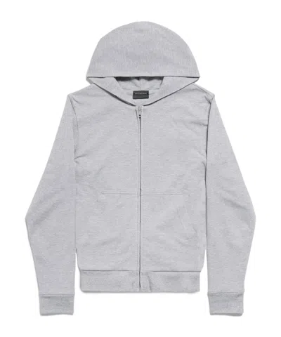 Balenciaga Zippered Hooded Sweatshirt In Gray