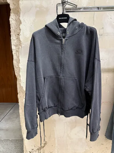 Balenciaga Zippered Hoodie In Black