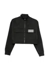Balenciaga Cropped Technical Faille Track Jacket In Black