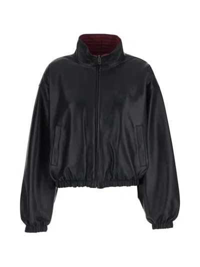 Balenciaga Zip-up Leather Jacket In Black