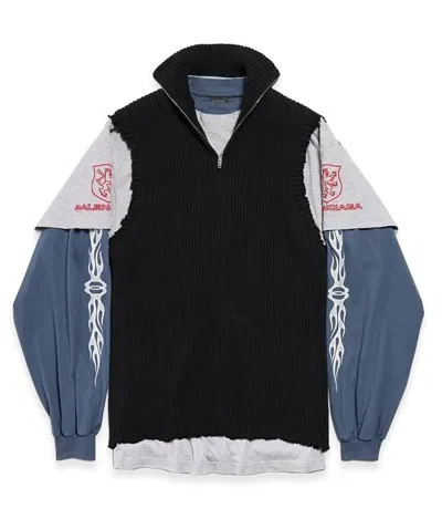 Balenciaga Zip-up Sweatshirt In Black