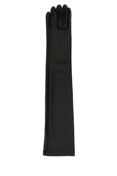 Balenciaga -inspired Black Leather Gloves In Blue
