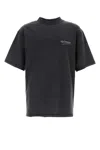 Balenciaga Men Graphite Cotton Oversize T-shirt In Gray