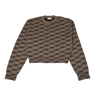 Balenciage Balenciaga Crewneck Sweater Bb Monogram Stripe Logo Beige