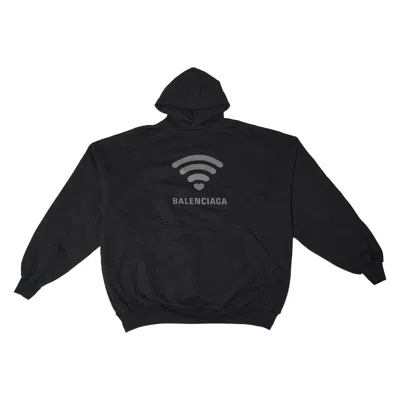 Balenciage Balenciaga Wifi Signal Graphic Logo Large Fit Hoodie Black
