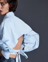 Balestra Backless Button Down Shirt In Baby Blue In Blue